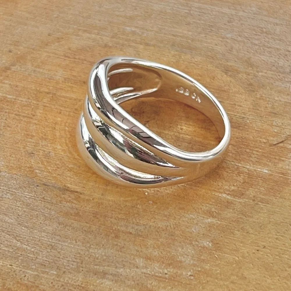 NEW Chunky Stacked Sterling Silver Ring Sz 9 - Picture 4 of 6